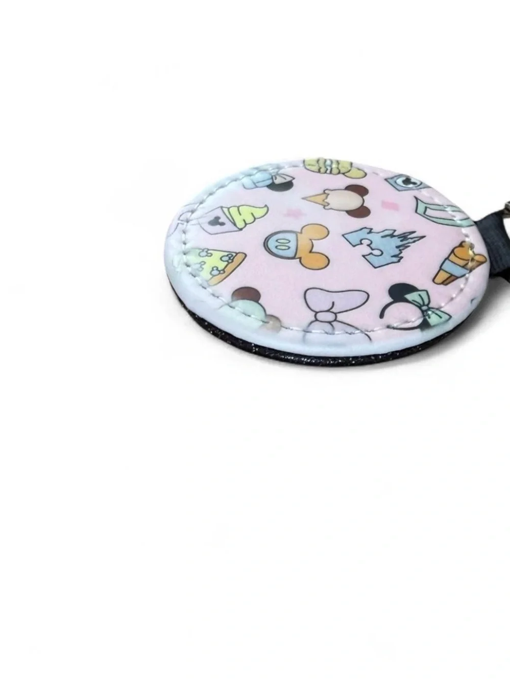 Cute Park Treats & Castle Leatherette Keychain Pastel Pink & Glitter Keyring